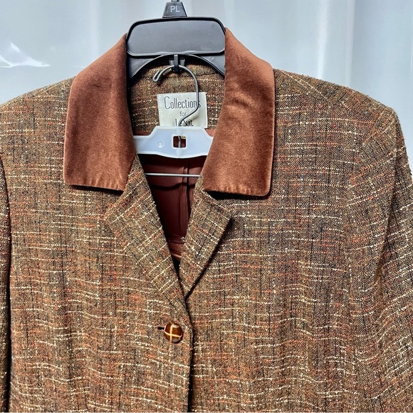 Collections for Le Suit Tweed 2 piece Suit Skirt Blazer Brown - Picture 5 of 9